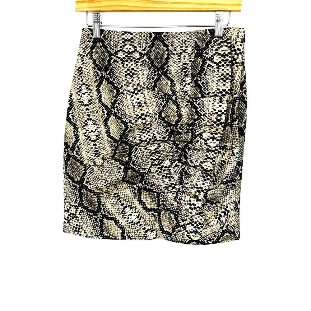 Zara NWT Women Size S Snake Print High Rise Ruched Ruffle Mini Skirt